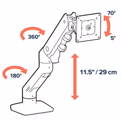 Ergotron HX Series 45-475-216 Supporti a parete per TV 49" Scrivania Bianco - Vista aggiuntiva 4