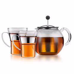 Bodum K1801-16CAR, Set di teiere, Cromo, Trasparente, Vetro borosilicato, Plastica, Silicone, Acciaio inox, Filtro per infuso ...
