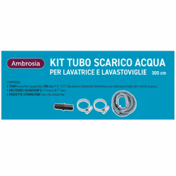 Ambrosia KIT: TUBO SCARICO LAVAT. CM300 CON CURVETTA + 1 RACCORDO P/TUBO SCARICO MM 17X17 + 2 FASCETTE STRINGITUBI - Vista aggiuntiva 3