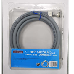 Ambrosia KIT: TUBO CARICO LAVATR. CURVO CM.300 + 1 NIPPLES P/RACCORDARE DA 3/4" M.M IN PLASTICA