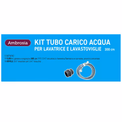 Ambrosia KIT: TUBO CARICO LAVATR. CURVO CM.300 + 1 NIPPLES P/RACCORDARE DA 3/4" M.M IN PLASTICA - Vista aggiuntiva 3