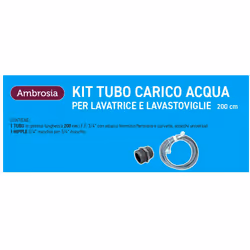 Ambrosia KIT: TUBO CARICO LAVATR. CURVO CM.200 + 1 NIPPLES P/RACCORDARE DA 3/4" M.M IN PLASTICA - Vista aggiuntiva 4
