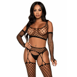 Leg Avenue 89301_00122 completo e body da lingerie Nero