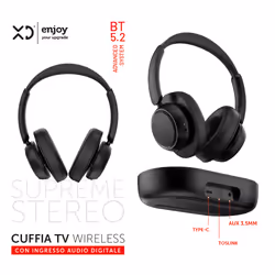 XD Enjoy XDGTK2 cuffia e auricolare Wireless Portatile TV Bluetooth Base di ricarica Nero - Vista aggiuntiva 5