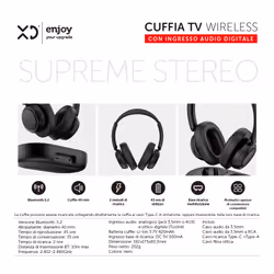 XD Enjoy XDGTK2 cuffia e auricolare Wireless Portatile TV Bluetooth Base di ricarica Nero - Vista aggiuntiva 6