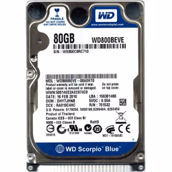 Western Digital Scorpio Blue 80GB, 80 GB, 5400 Giri/min, 8 MB, 2.5", Parallel ATA