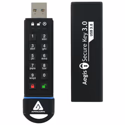 Apricorn Aegis Secure Key 3.0, 30 GB, USB tipo A, 3.2 Gen 1 (3.1 Gen 1), 195 MB/s, Cuffia, Nero