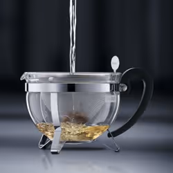 Bodum 1922-16-6 teiera in vetro per la preparazione del tè 1 L Nero, Argento, Trasparente