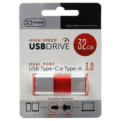 XD Enjoy XDUK333 unità flash USB 32 GB USB Type-A / USB Type-C 3.2 Gen 1 (3.1 Gen 1) Rosso, Argento