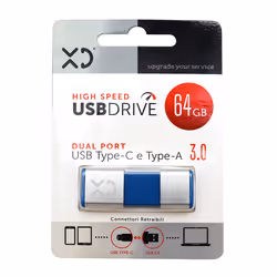 XD Enjoy XDUK666 unità flash USB 64 GB USB Type-A / USB Type-C 3.2 Gen 1 (3.1 Gen 1) Blu, Argento - Vista aggiuntiva 3