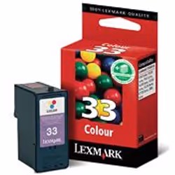 Lexmark #33, Ciano, Magenta, Giallo, Inchiostro a base di pigmento, 1 pz