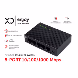 XD Enjoy XDTX55BLK switch di rete Gigabit Ethernet (10/100/1000) Nero - Vista aggiuntiva 2