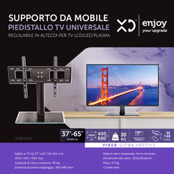 XD Enjoy XDRU072 Supporto TV a parete 165,1 cm (65") Nero - Vista aggiuntiva 3