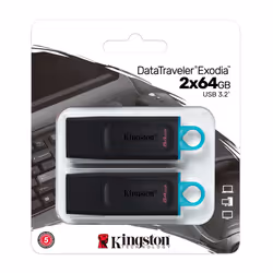 Kingston Technology DataTraveler Drive Flash USB 3.2 Nero + Verde ottanio - 2 pezzi - ® Exodia - Vista aggiuntiva 6