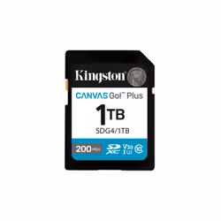 Kingston Technology 1TB SDXC Canvas Go Plus Gen4 200MB/s C10 UHS-I U3 V30, 1 TB, SDXC, Classe 10, UHS-I, 200 MB/s, 160 MB/s