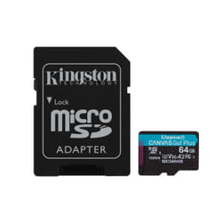 Kingston Technology Scheda microSDXC Canvas Go Plus Gen4 200MB/s A2 U3 V30 da 64 GB + adattatore