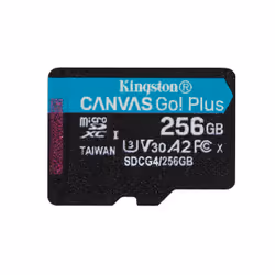 Kingston Technology 256 GB microSDXC Canvas Go Plus Gen4 200R A2 U3 Confezione singola senza ADP, 256 GB, MicroSD, Classe 10, ...