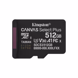 Kingston Technology 512GB micSDXC Canvas Select Plus Gen3 150R A1 (Adattatore SD non incluso), 512 GB, MicroSDXC, Classe 10, ...