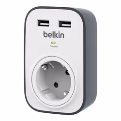 Belkin SurgeCube, 306 J, 1 presa(e) AC, Tipo F, Tipo F (Schuko), Nero, Bianco