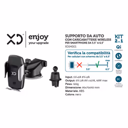 XD Enjoy Kit 2 in 1 - supporto da auto con caricabatterie wireless - Vista aggiuntiva 4