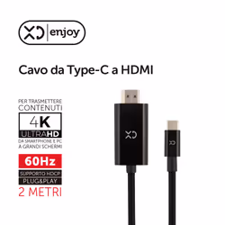 XD Enjoy XDCE45TH cavo e adattatore video 2 m USB tipo-C HDMI Nero - Vista aggiuntiva 2