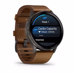 Garmin Venu 4 Smartwatch 45 mm Nero GPS cinturino pelle Marrone - Vista aggiuntiva 3