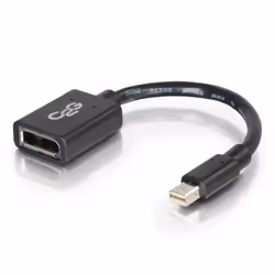C2G 0.15m Mini DP M / DP F, 0,15 m, Mini DP, DP, Maschio, Femmina, Nero