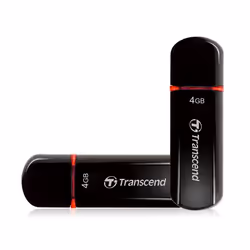 Transcend JetFlash 600, 4 GB, USB tipo A, 2.0, Cuffia, 15 g, Nero