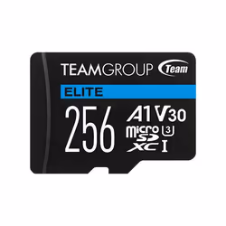 Team Group ELITE, 256 GB, MicroSDXC, UHS-I, 90 MB/s, 45 MB/s, Class 3 (U3)