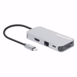 Manhattan 130615 replicatore di porte e docking station per laptop Cablato USB 3.2 Gen 1 (3.1 Gen 1) Type-C Alluminio