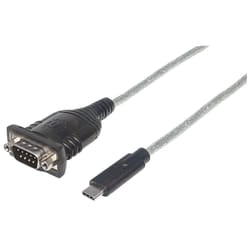 Manhattan 151283 cavo seriale Nero, Argento 0,45 m USB-C Serial/COM/RS232/DB9