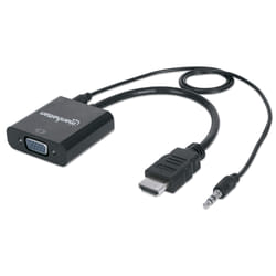 Manhattan 151450 cavo e adattatore video 0,3 m HDMI + 3.5mm VGA (D-Sub) Nero