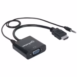 Manhattan 151450 cavo e adattatore video 0,3 m HDMI + 3.5mm VGA (D-Sub) Nero