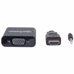 Manhattan 151450 cavo e adattatore video 0,3 m HDMI + 3.5mm VGA (D-Sub) Nero