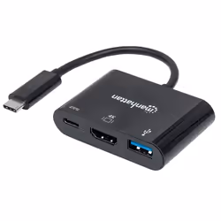 Manhattan 152037, USB tipo A, USB tipo-C, Nero, Acrilonitrile butadiene stirene (ABS), HDCP 1.4 CE FCC RoHS2 WEEE, 3840 x 216 ...
