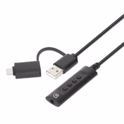 Manhattan 153560, Noir, USB-C & USB-A, USB-A & 3.5 mm, Mâle, Femelle, Polyvinyl chloride (PVC)
