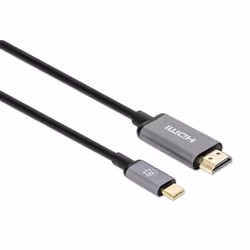 Manhattan 153607 cavo e adattatore video 2 m HDMI tipo A (Standard) USB tipo-C Nero, Argento - Vista aggiuntiva 2