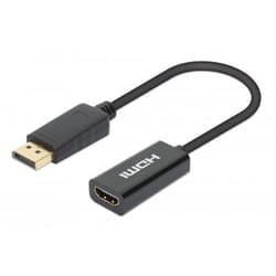 Manhattan 153713 adattatore per inversione del genere dei cavi DisplayPort HDMI Nero