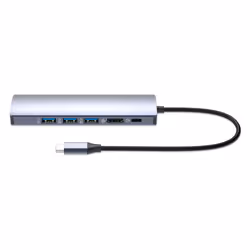 Manhattan 153959 replicatore di porte e docking station per laptop Cablato USB 3.2 Gen 1 (3.1 Gen 1) Type-C Argento - Vista aggiuntiva 4