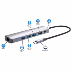 Manhattan 153959 replicatore di porte e docking station per laptop Cablato USB 3.2 Gen 1 (3.1 Gen 1) Type-C Argento - Vista aggiuntiva 8