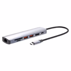 Manhattan 153966, Cablato, USB 3.2 Gen 2 (3.1 Gen 2) Type-C, 100 W, 10,100,1000 Mbit/s, Argento, MicroSD (TransFlash), MicroS ...