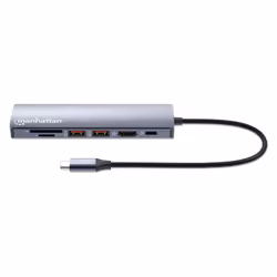 Manhattan 153966 replicatore di porte e docking station per laptop Cablato USB 3.2 Gen 2 (3.1 Gen 2) Type-C Argento - Vista aggiuntiva 4