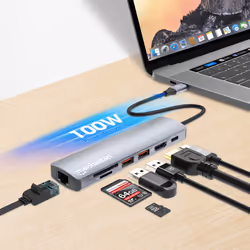 Manhattan 153966 replicatore di porte e docking station per laptop Cablato USB 3.2 Gen 2 (3.1 Gen 2) Type-C Argento - Vista aggiuntiva 7