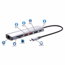 Manhattan 153966 replicatore di porte e docking station per laptop Cablato USB 3.2 Gen 2 (3.1 Gen 2) Type-C Argento - Vista aggiuntiva 8
