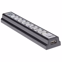 Manhattan 161572 hub di interfaccia USB 2.0 480 Mbit/s Nero, Argento