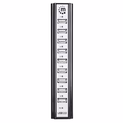 Manhattan 161572 hub di interfaccia USB 2.0 480 Mbit/s Nero, Argento