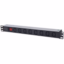 Intellinet 163620, 1U, Nero, Argento, 8 presa(e) AC, Accoppiatore C13, 2 m, 110 - 250 V