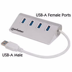 Manhattan 163767, USB 3.2 Gen 1 (3.1 Gen 1) Type-A, USB 3.2 Gen 1 (3.1 Gen 1) Type-A, 5000 Mbit/s, Alluminio, Bianco, Allumin ...