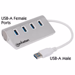 Manhattan 163767 hub di interfaccia USB 3.2 Gen 1 (3.1 Gen 1) Type-A 5000 Mbit/s Alluminio, Bianco