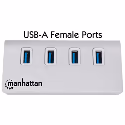 Manhattan 163767 hub di interfaccia USB 3.2 Gen 1 (3.1 Gen 1) Type-A 5000 Mbit/s Alluminio, Bianco